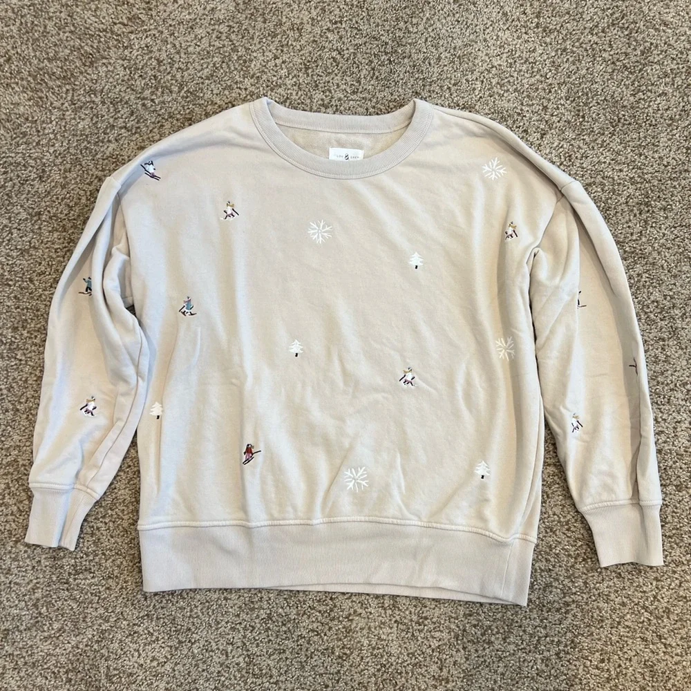 Lou & Grey top and pants leisure sweat set. Size L. Ski and winter embroidered. - Picture 4 of 16